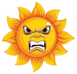 Evil facial expression sunflower cartoon character