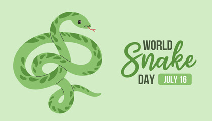 World Snake Day. July 16. Holiday concept. Template for background, banner, card, poster with text inscription