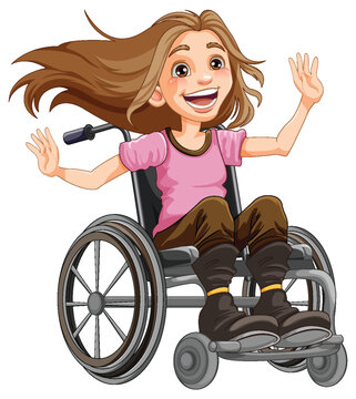 Happy Disabled Person in Wheelchair
