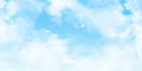 Blue Sky with Clouds Background. Beautiful Blue Sky Background with White Clouds. Picture for Summer Season.