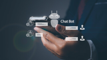 Businessman ChatBot Chat with AI Artificial Intelligence. Digital chatbot.