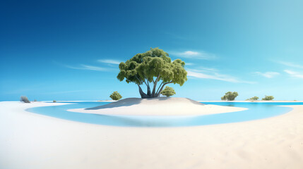 beach with trees in summer time landscape ai generative