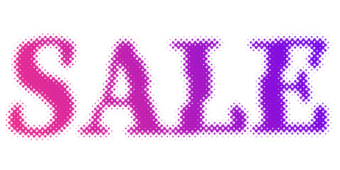 SALEの文字　赤紫のグラデーション　ハーフトーン