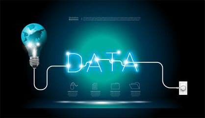 light bulb world data.idea and concept think creativity modern  design vector.infographic template.