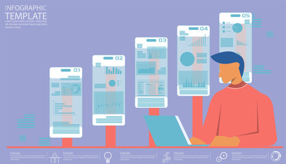 professionals analyzing graphs.online stock trading.design  template application interface with flat illustrations,UI,idea and concept think creativity modern  design vector