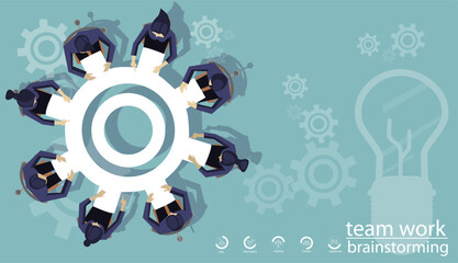 team work  brainstorming.idea and concept think creativity modern  design vector.infographic template.