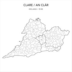 Vector Map of County Clare (Contae an Chláir) with the Administrative Borders of Municipal Districts, Local Electoral Areas and Electoral Divisions from 2018 to 2023 - Republic of Ireland