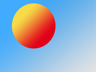 Sun in the blue horizon 3D vector illustration.