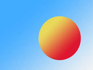 Sun ball in blue sky illustraion.