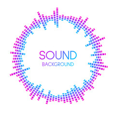 Radial sound wave visualisation. Music player equalizer concept. Circle audio signal design element. Voice recognition. Epicenter, target, radar, radio icon and symbol. Colorful vector