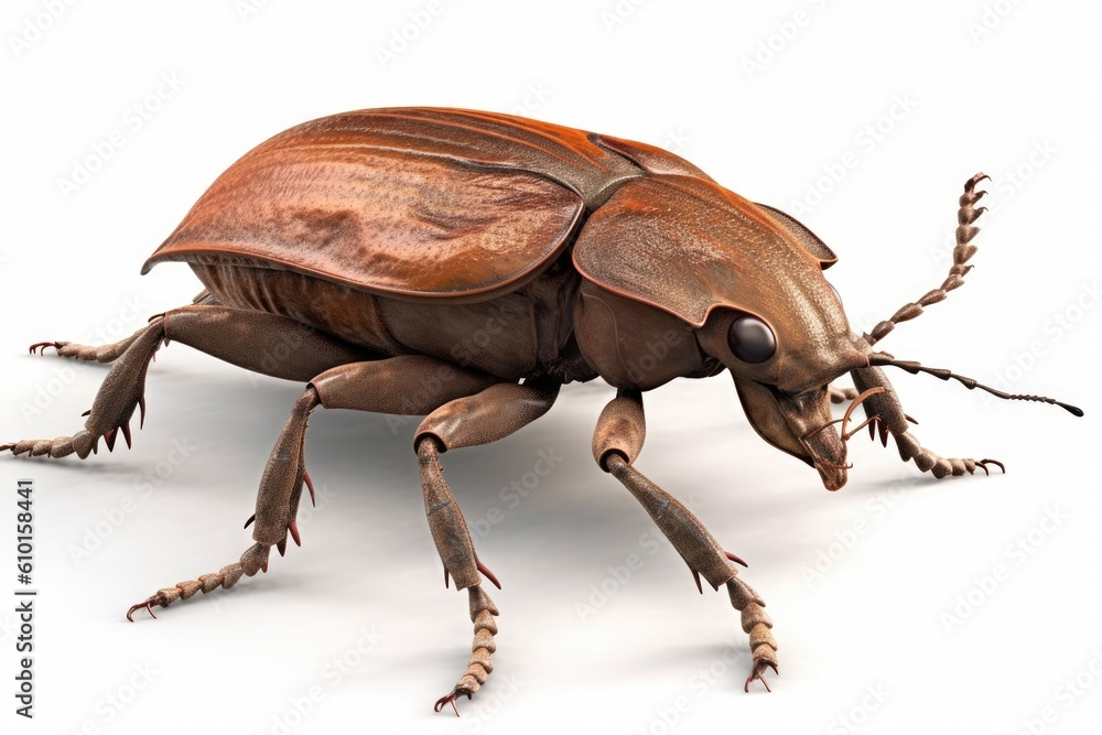 Poster macro view of an insect on a plain white background generative ai