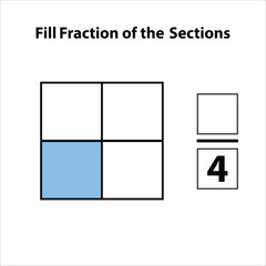Fraction of the divided into slices. Fractions for Vector flat outline icon. isolated on white background. illustration. Fill fractions of the shapes 1 by 4 vector images
