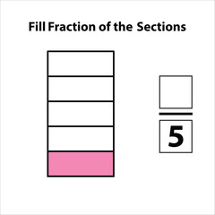 Fraction of the divided into slices. Fractions for Vector flat outline icon. isolated on white background. illustration. Fill fractions of the shapes 1 by 5 vector images