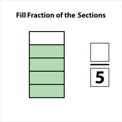 Fraction of the divided into slices. Fractions for Vector flat outline icon. isolated on white background. illustration. Fill fractions of the shapes 4 by 5 vector images