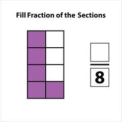 Fraction of the divided into slices. Fractions for Vector flat outline icon. isolated on white background. illustration. fractions of the shapes 5 by 8 vector images