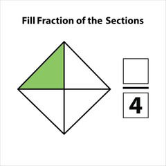 Fraction of the divided into slices. Fractions for Vector flat outline icon. isolated on white background. illustration. fractions of the shapes 1 by 4 vector images