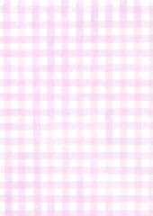 手描き風のピンクのギンガムチェツク柄