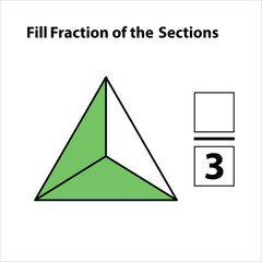 Fraction of the divided into slices. Fractions for website presentation cover poster Vector flat outline icon. isolated on white background. illustration. fractions of the shapes 2 by 3.