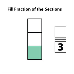 Fraction of the divided into slices. Fractions for Vector flat outline icon. isolated on white background. illustration. Fill fractions of the shapes 1 by 3 vector images