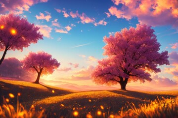 Fototapeta na wymiar Im strahlenden Sonnenaufgang erblühende Blumen und das Versprechen des Glücks - Generative AI 6