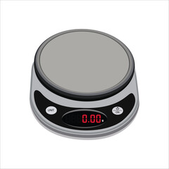 Digital weighing scale. and isolated on white background. Weight machine vector illustration. Food weight kitchen illustration.