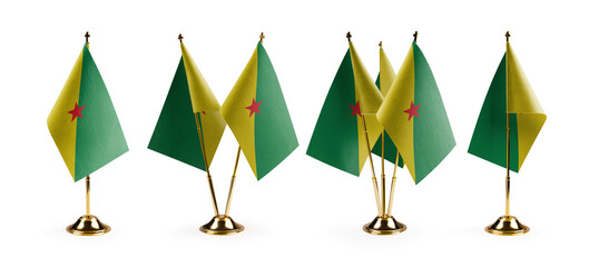 Small national flags of the French Guiana on a white background