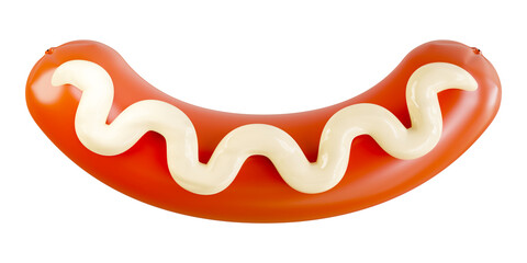 3D rendering sausage hotdog with salad sauce. 3D icon sign illustration