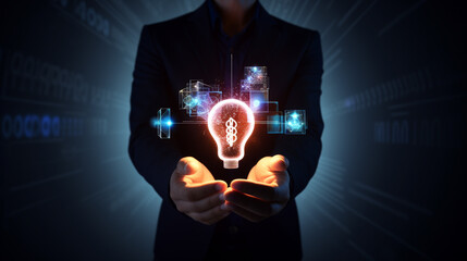 man hand with creative idea concept generative ai