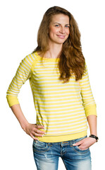 Fototapeta premium Attractive young woman with happy face and beautiful smile.