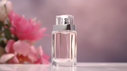 pink bottle of perfume product generative ai