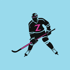 Fototapeta na wymiar Full length of silhouette man playing ice hockey