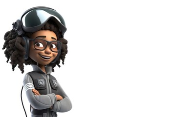 Black Woman Aerospace Engineer White Background Isolated Extremely Gorgeous With Copyspace Generative AI