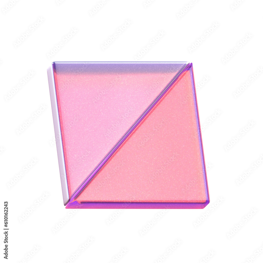 Poster 3d rendering - gradient glass abstract geometric object