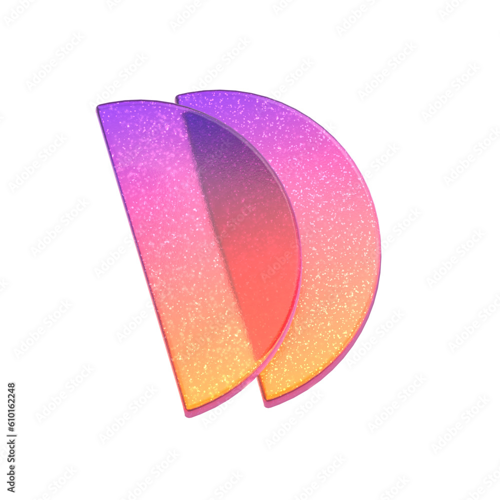 Poster 3d rendering - gradient glass abstract geometric object