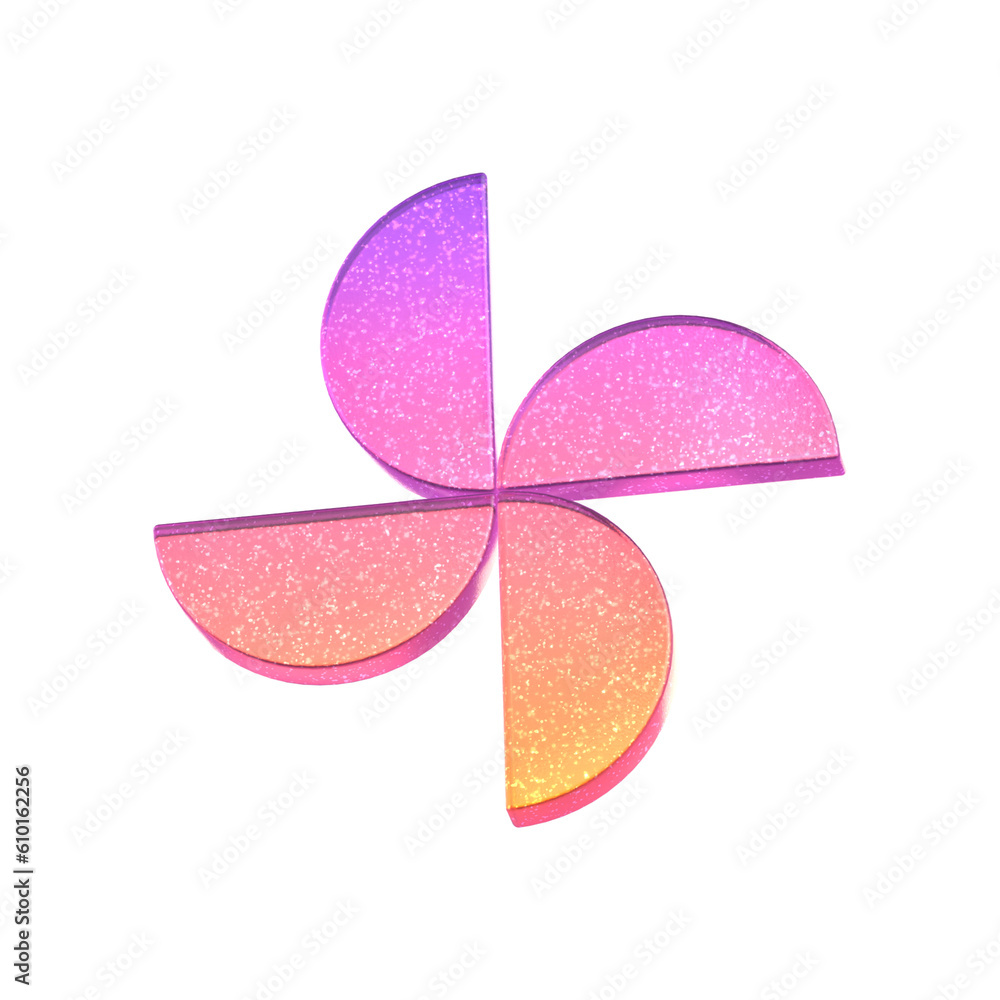 Poster 3d rendering - gradient glass abstract geometric object
