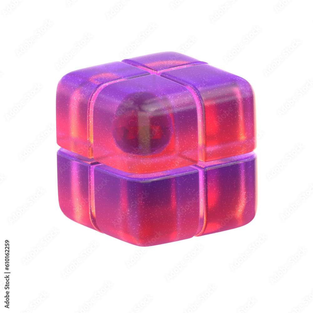 Poster 3d rendering - gradient glass abstract geometric object