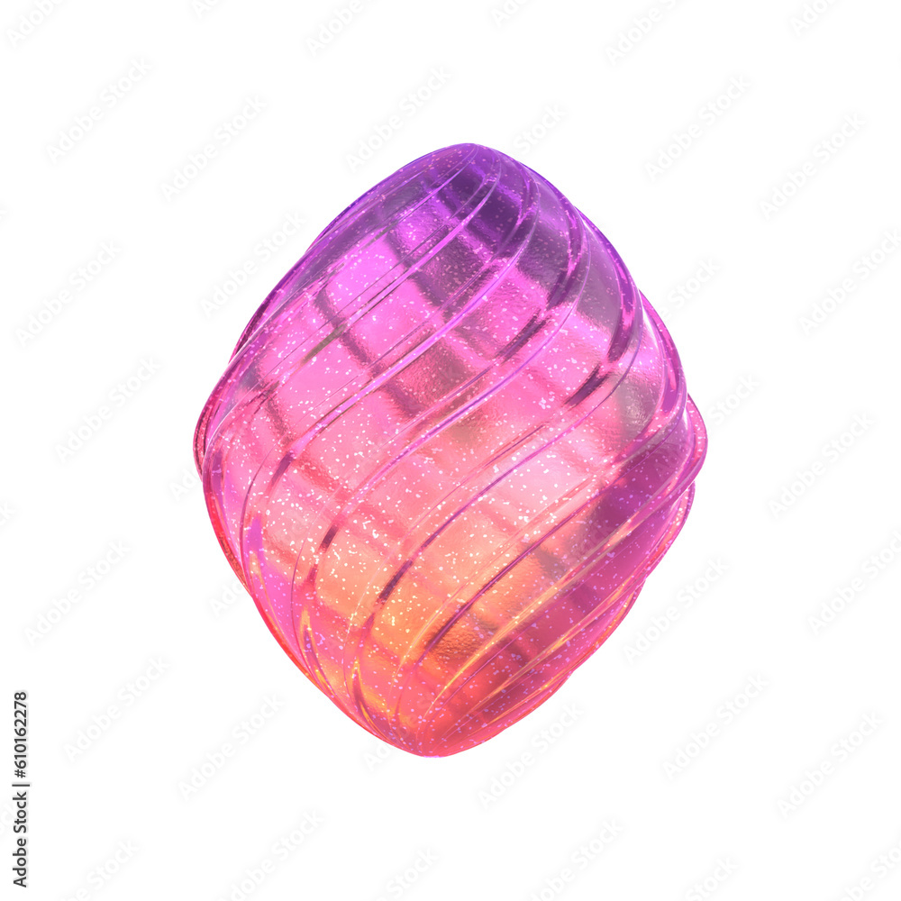 Poster 3d rendering - gradient glass abstract geometric object
