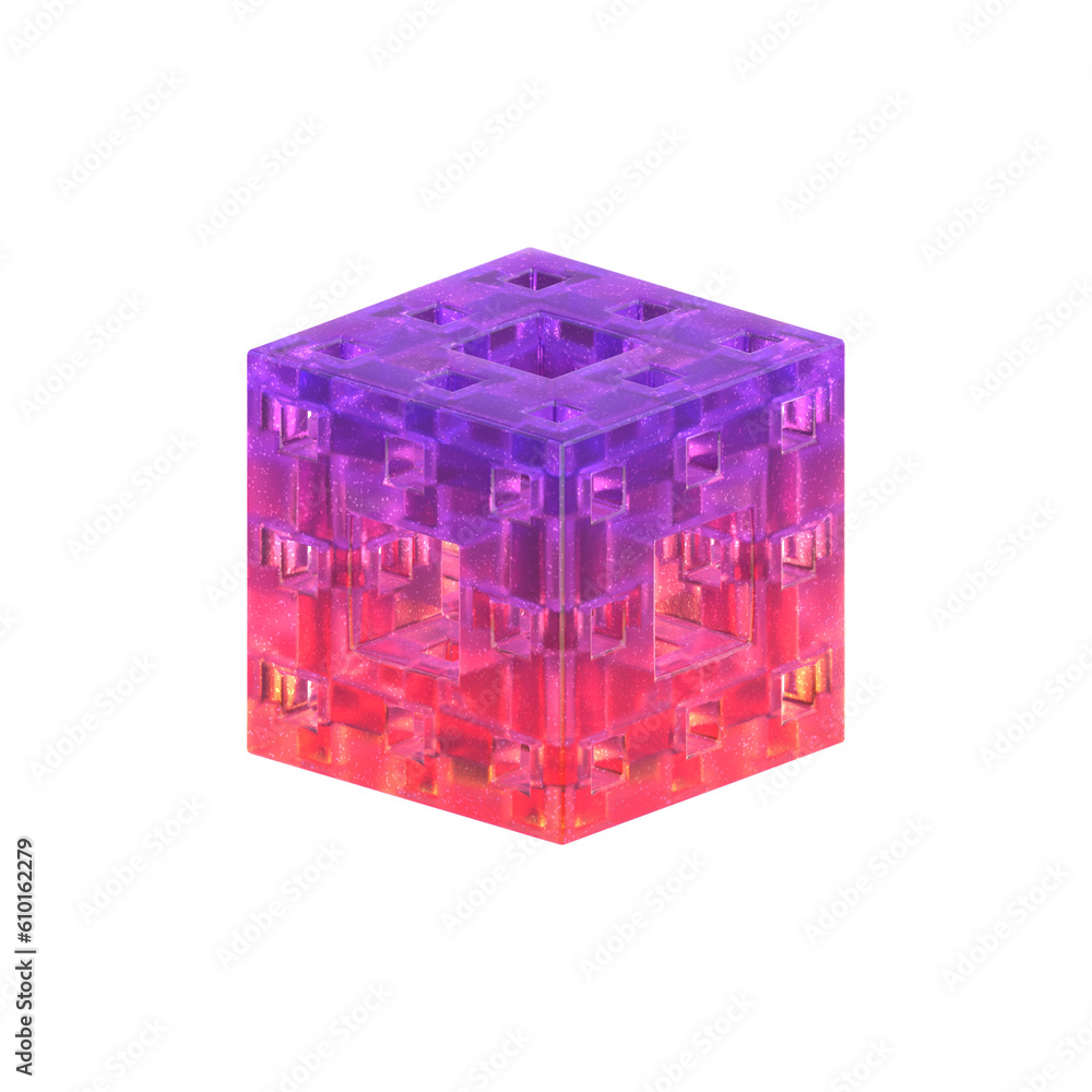 Poster 3d rendering - gradient glass abstract geometric object