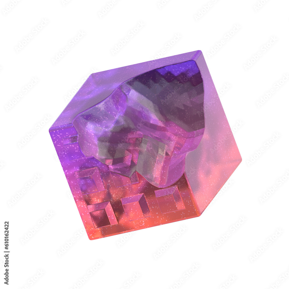 Poster 3d rendering - gradient glass abstract geometric object