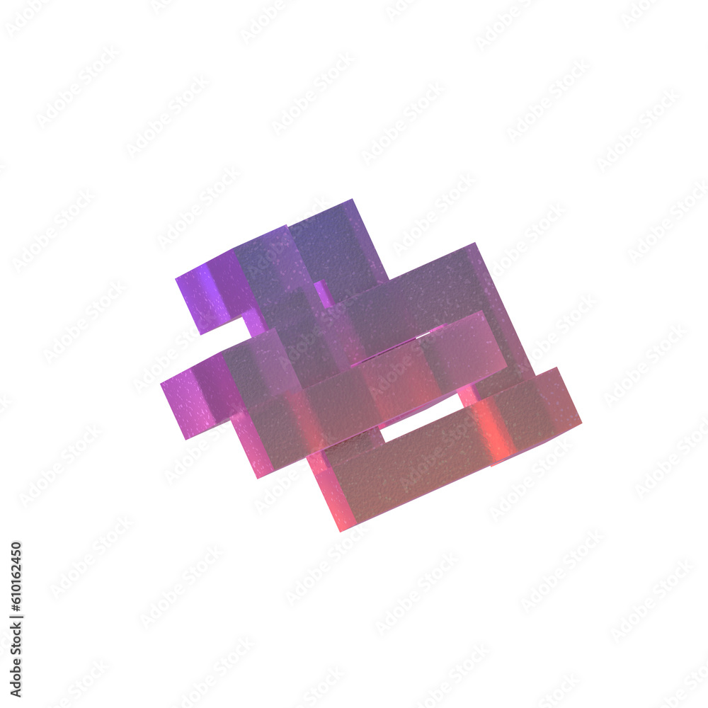 Poster 3d rendering - gradient glass abstract geometric object