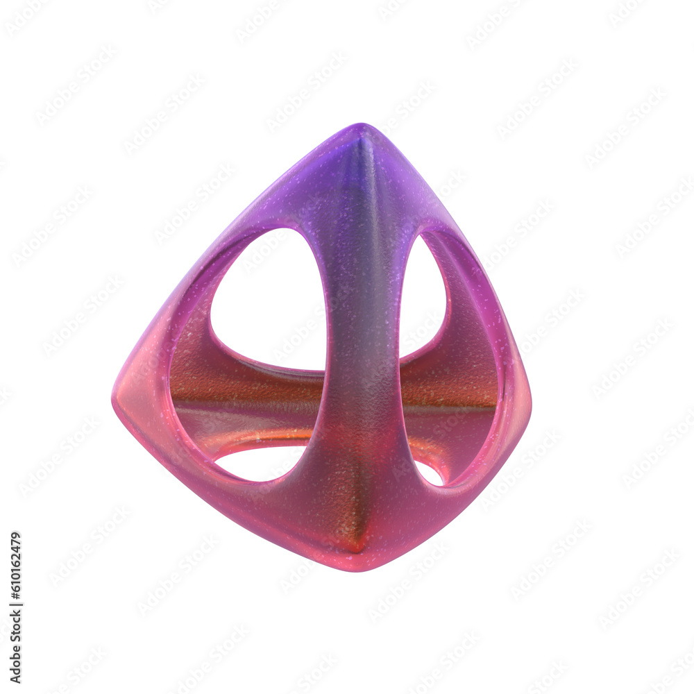 Poster 3d rendering - gradient glass abstract geometric object