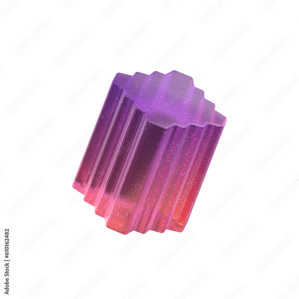 Poster 3d rendering - gradient glass abstract geometric object