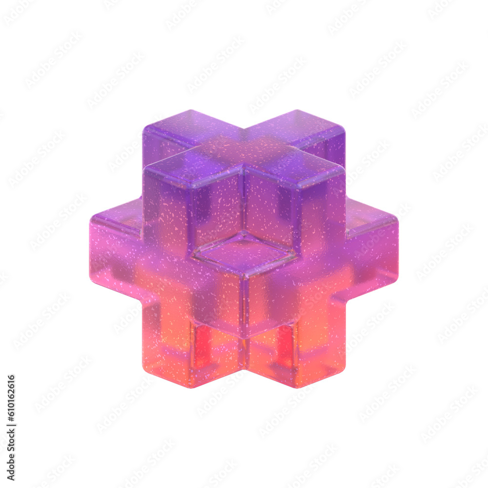 Poster 3d rendering - gradient glass abstract geometric object