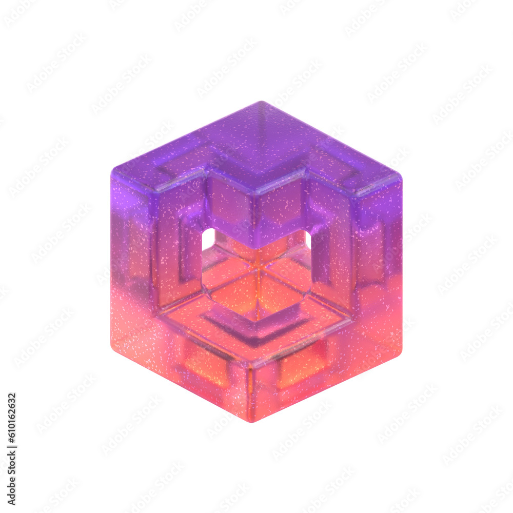 Poster 3d rendering - gradient glass abstract geometric object