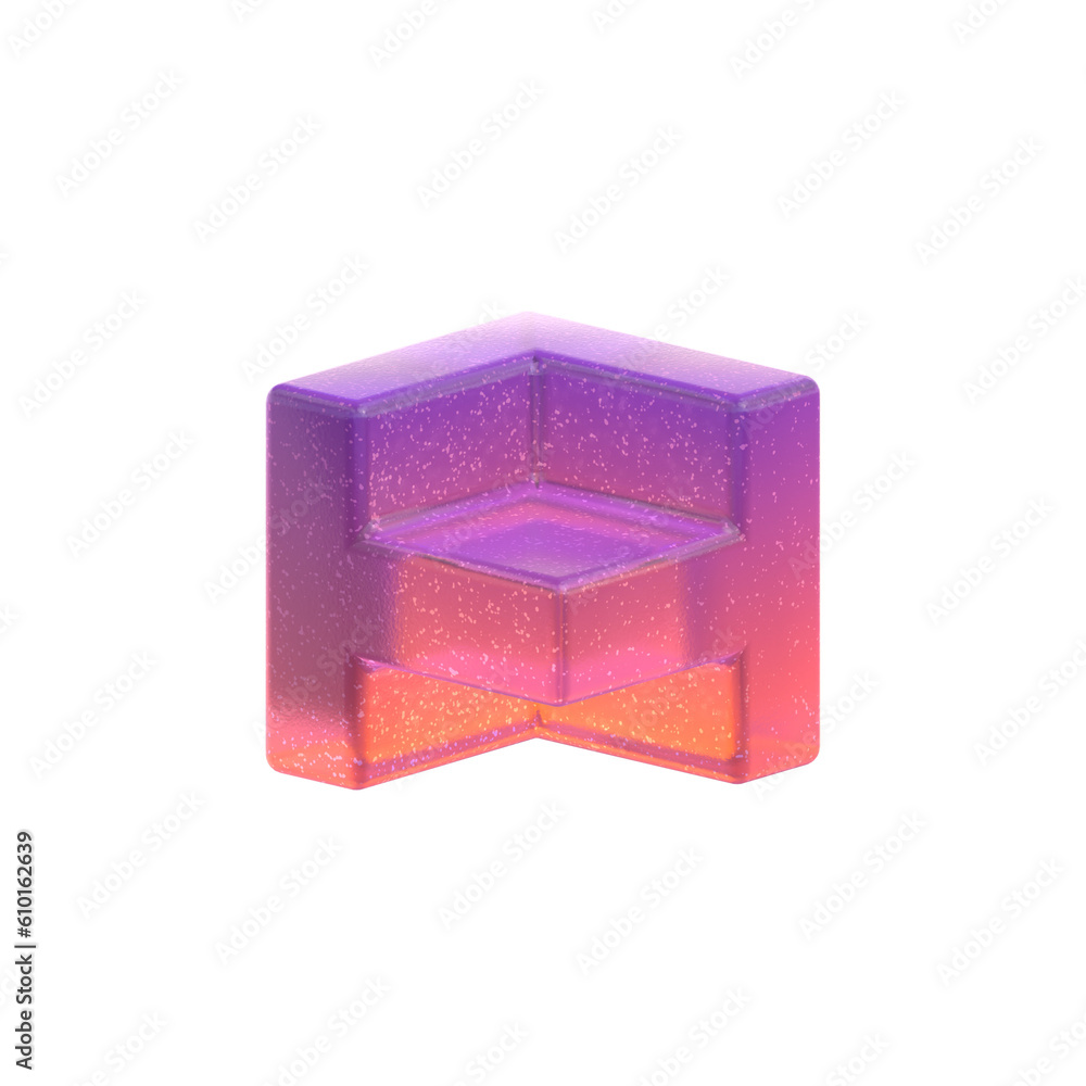 Poster 3d rendering - gradient glass abstract geometric object