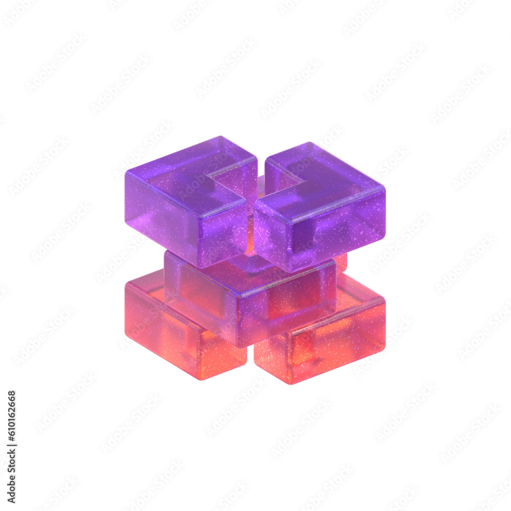 Poster 3d rendering - gradient glass abstract geometric object