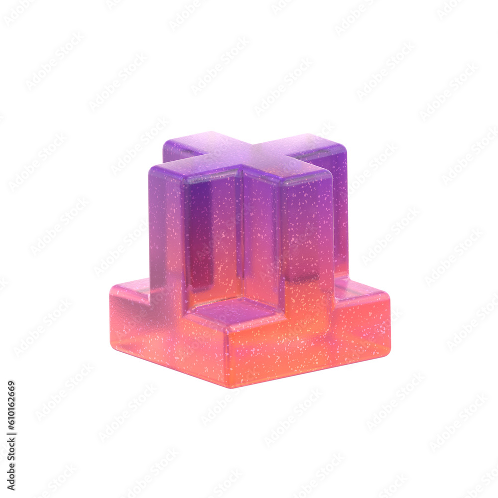 Poster 3d rendering - gradient glass abstract geometric object