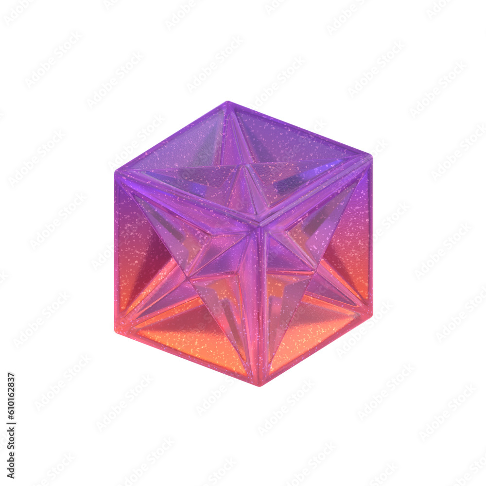 Aufkleber 3d rendering - gradient glass abstract geometric object