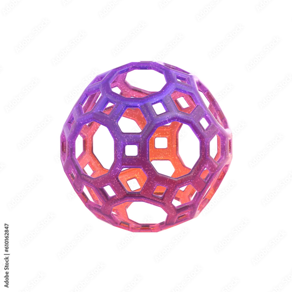 Poster 3d rendering - gradient glass abstract geometric object