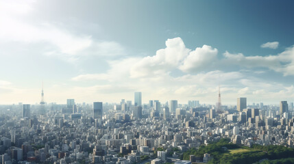 city view in summer day ai generative